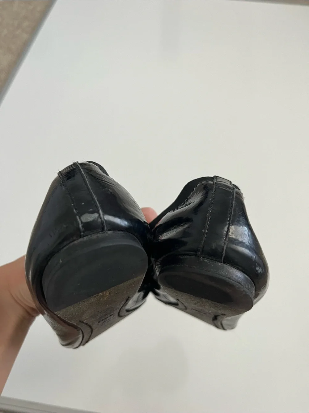 Tory Burch Black Patent Leather Logo Ballet Flats with Gold Emblem